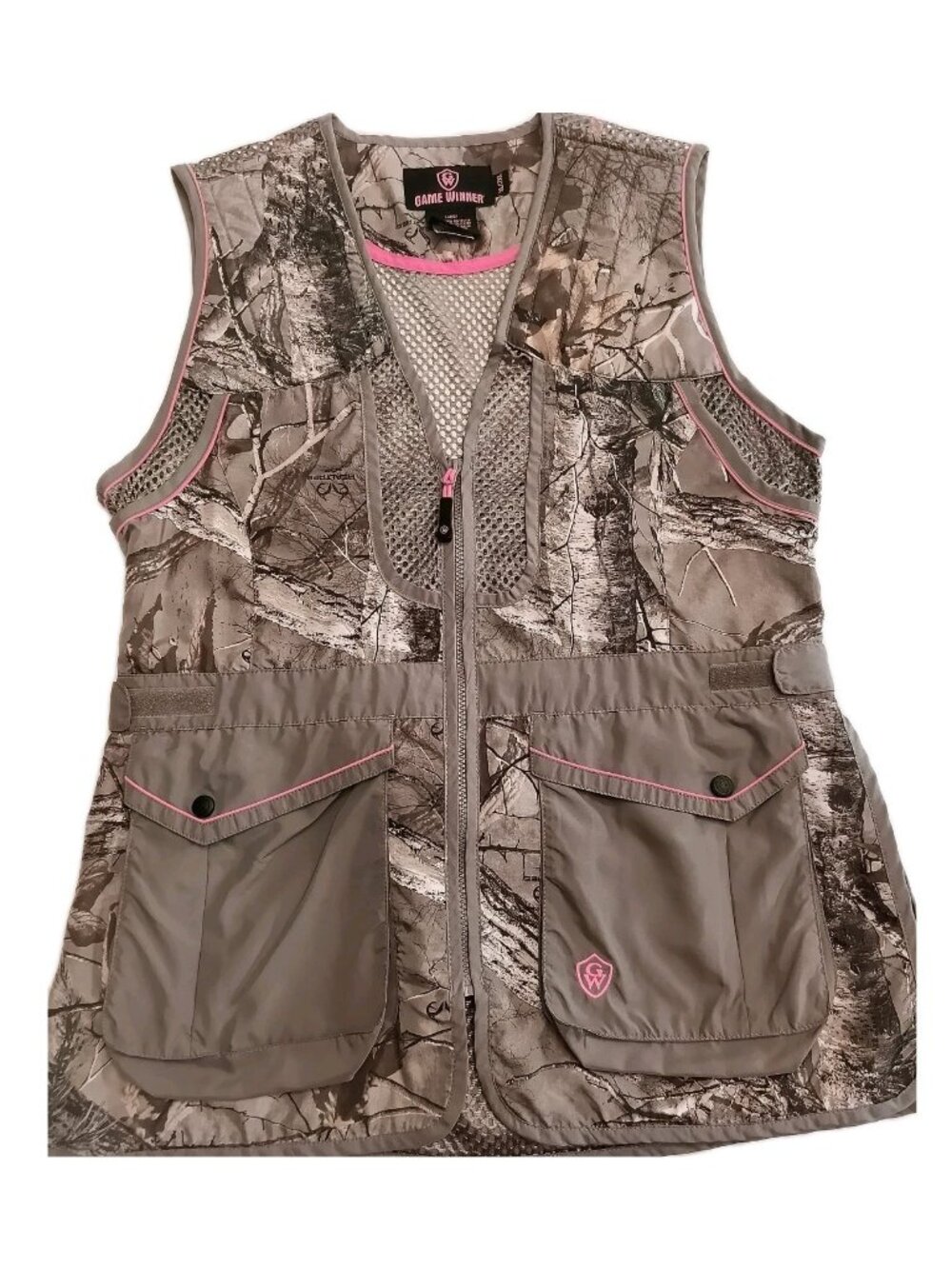 Game Winner Vest Women Hunting Sz XL/2XL Camo & Mesh Full Zip Back Compartment